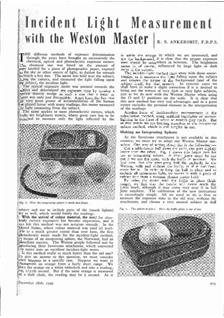 Weston EuroMaster manual. Camera Instructions.